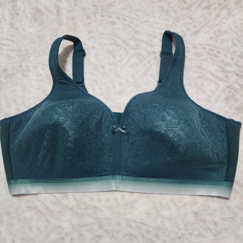 Cacique Cotton Blend Lightly Lined No-Wire Bra Size 44D Green